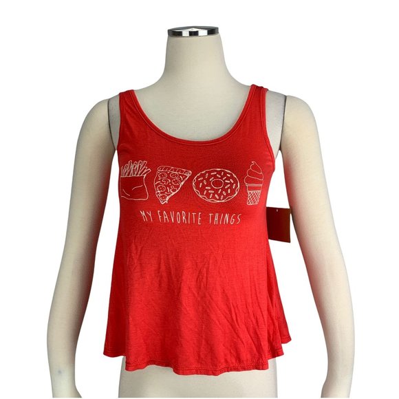 PP LA Clothing NWT S 7 9 Tank Crop My Favorite Thing Fries Pizza Donut Ice Cream - Picture 1 of 4